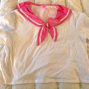 Sugar Thrillz | NWT Sailor Scout Top in Barbie Pink